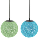2x 20cm Rattan Woven Ball Pendant Lampshade Hanging Ceiling Green & Blue Lamp
