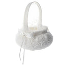 Satin Wedding Flower Girl Basket Flower Basket (C) White
