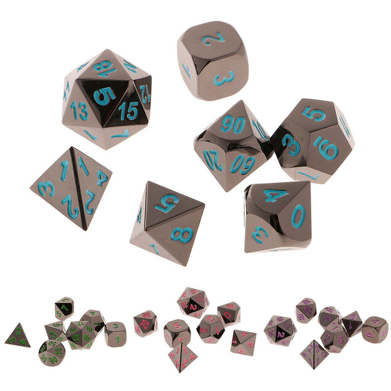 Set D4 D6 D8 D10 D12 D20 Dice Polyhedral for TRPG DND Role Playing 7Pcs Blue