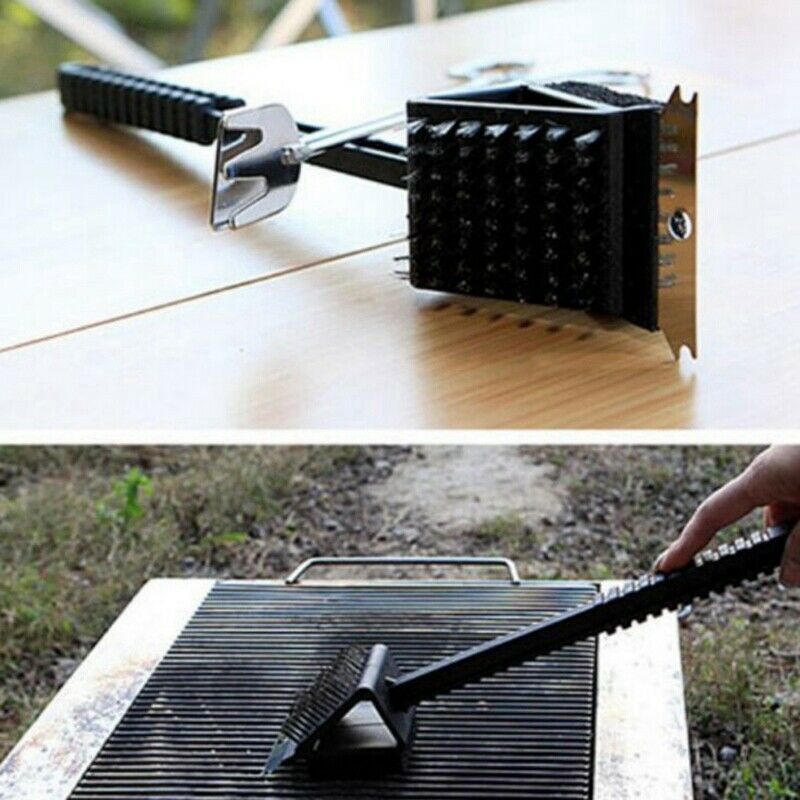 Bbq Barbecue Grill Cleaning Brush Stainless Steel Wire Sponge Shovel Set Ou