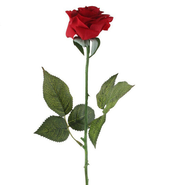 1 Realistic Artificial Rose Flower Wedding Home Decor Crafts - Red