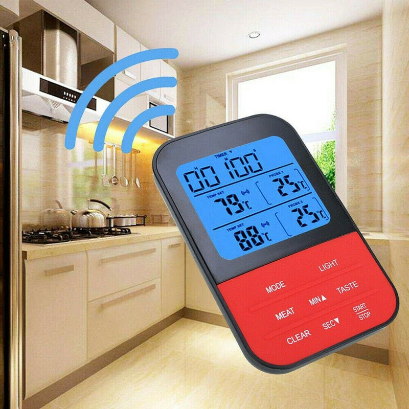 Wireless Digital Thermometer Remote Probe with Hook Cooking BBQ Meat Oven Food b