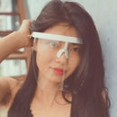 Large Full Face Shield Goggles Clear Lens Sunglasses Flat Top Wrap Visor White