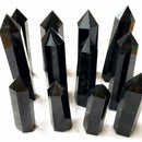 Black Quartz Crystal Stone 100% Natural Obsidian Point Healing Hexagonal Wand