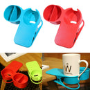 2pcs Coffee Drinking Cup Holder Clip Storage Table Desk Side Clamp Red Blue