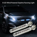 1Pcs Wind Powered 8 LED Car DRL Daytime Running Light Fog Warning Auto Head Aly