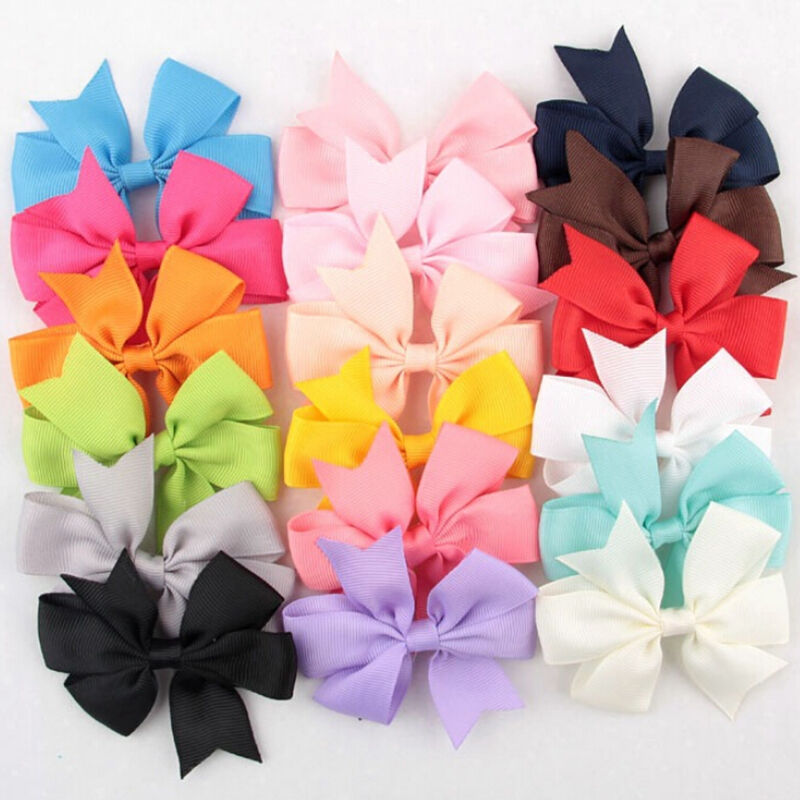 18Pcs/Bag Hair Bows Kids Cloth Ribbon Boutique Lovely No Clips for Baby Girls gg