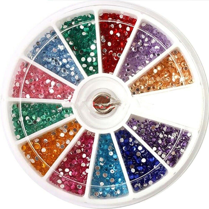 12 Colors Acrylic Diamond Rhinestone Pasted Finger Stickers Nail Art Accessories