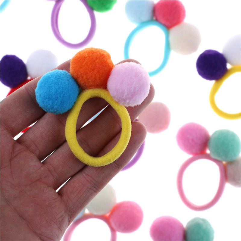 2Pcs Cute 3 Balls Elastics Hair Holders Bands Gum Fashion Kids Children Cand