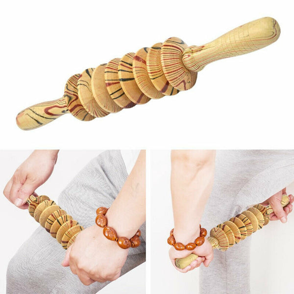 Wooden Exercise Roller Sport Injury Gym Body Leg Trigger Point Muscle Rolle K2W1