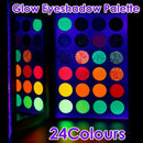 24 Colors Eyeshadow Palette Glitter-Matte Glow In Dark Halloween Make-up U7O3
