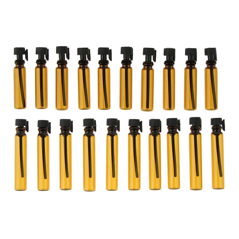 50Pcs Mini Amber Glass Bottles 1ml