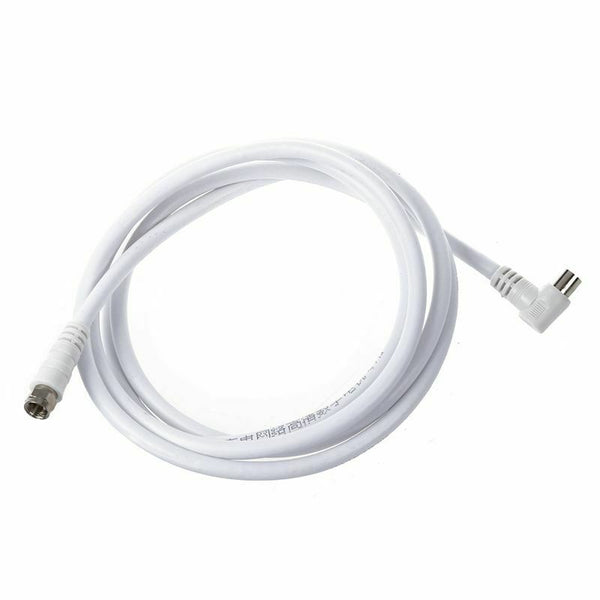 White 6.6ft 9.5mm 90 Degrees Male to F type Male Coaxial TV Satellite Anten I5E2