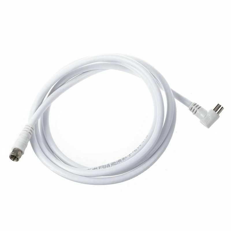 White 6.6ft 9.5mm 90 Degrees Male to F type Male Coaxial TV Satellite Anten I5E2