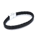 Fashion PU Leather Weave Stainless Steel Magnetic Clasp Men Bracelet JewelrySA3C