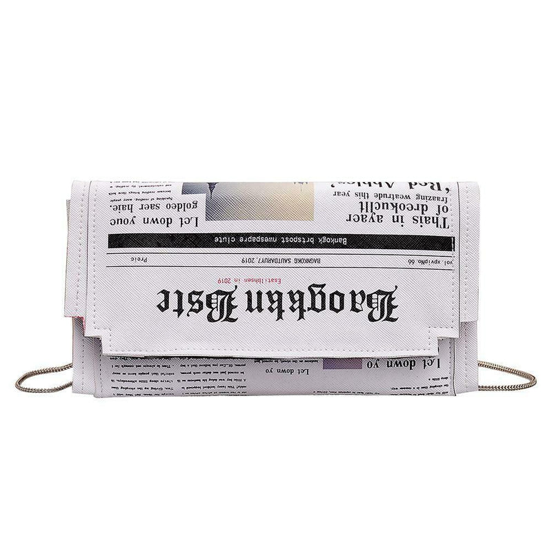 Women Crossbody Messenger Bag Newspaper Print Girls Clutches Shoulder Bag