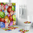 4Pcs Home Bathroom Decor Set Bathroom Colorful Eggspattern Toilet Seat Cove