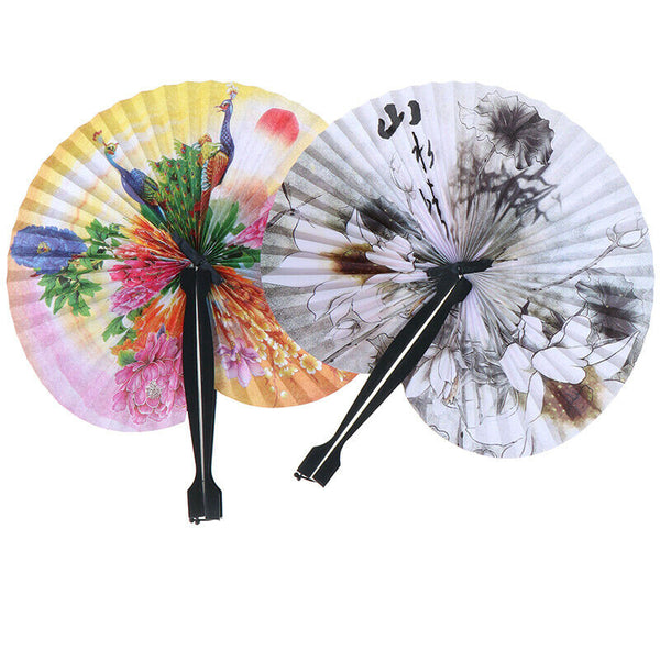 1x Chinese Paper Folding Hand Fan Oriental Floral Peacock Party Wedding OZ