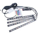 4X 12V 12LED RGB Car Interior LED Strip Atmosphere Lights Wireless Remote QDG