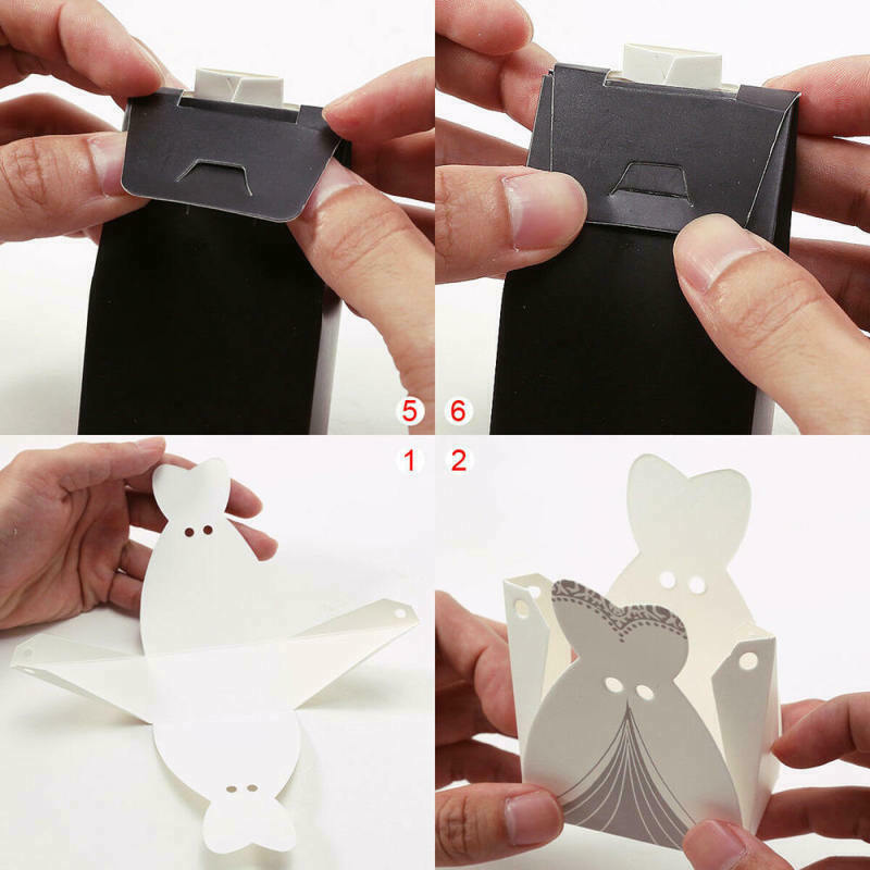 100pcs Bride and Groom Dress Candy Box Tuxedo Ribbon Party Wedding Favors IEM