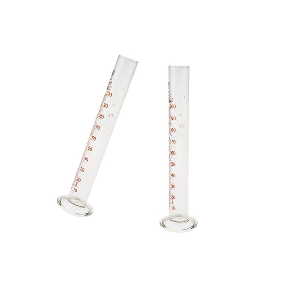 2 Pcs Glass Measuring Graduated Cylinder Laboratory, 100ml, Clear Scale
