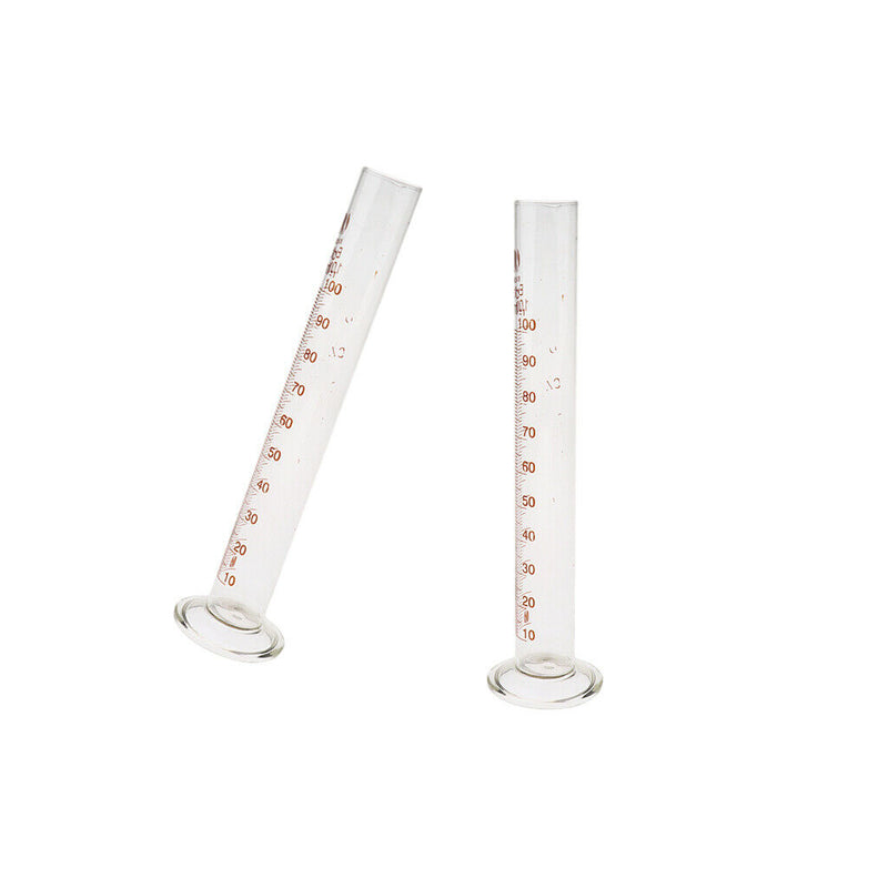 2 Pcs Glass Measuring Graduated Cylinder Laboratory, 100ml, Clear Scale
