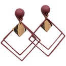 Geometry Diamond Korea Earrings J735(Red Wine)