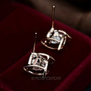 Simple Geometric Out Stud Earrings for Women Square Zircon Plated Earring