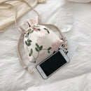 Embroidered Flower Bucket Bag Handbag Cute Girl Shoulder Messenger Bag Blue