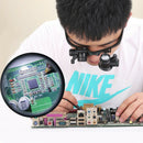 Glass Magnifying Glasses w/Lens Adjustable Loupe Double Light Headband Magnifier
