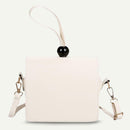 Fashion Women Shoulder Handbag PU Leather Solid Color Crossbody Bag (White)