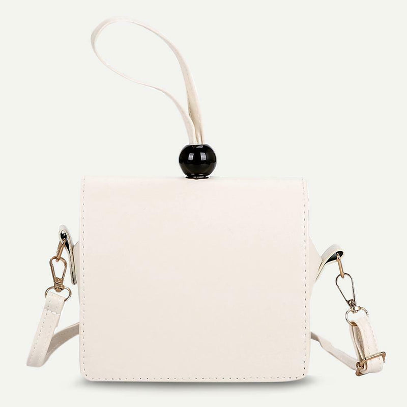 Fashion Women Shoulder Handbag PU Leather Solid Color Crossbody Bag (White)