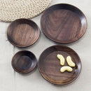 2Pcs Handmade Round Wooden Serving Tray Sushi Dishes Plate Wood Utensils