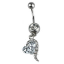 1pcs Rhinestone Crystal Heart Barbells Belly Button Rings Body Piercing whi G3B9