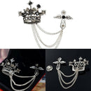 Fashion Men's Rhinestone Black Tie Tack Chain Suit Pin Lapel Brooch Accessories