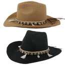 Shell Tassels Cowgirl Summer Hat Straw Hat For Women Men Western Cowboy Hat