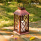Solar Powered Lamp Candle Hanging Lantern Outdoor Patio Garden Light Iron
