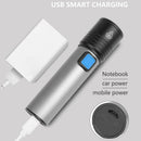 USB Charging 500lm Waterproof Flashlights Zoomable T6 LED Glare Flashlight A