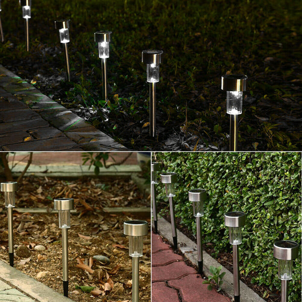 10x LED Solar Lawn Lamp Garden Pathway Yard Bollard Light (White Light)
