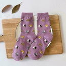 1 Pair Women Cute Cat Pattern Cotton Socks Anti-slip Fast Breathable T4J9