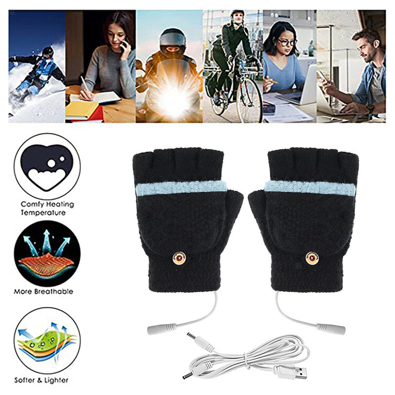 Unisex Hand Warmers Heated Gloves Rechargeable, USB Portable Perfect for