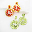 Hand-Woven Colorful Rice Beads Beaded Fruit Orange Pendant Earrings Fruit E