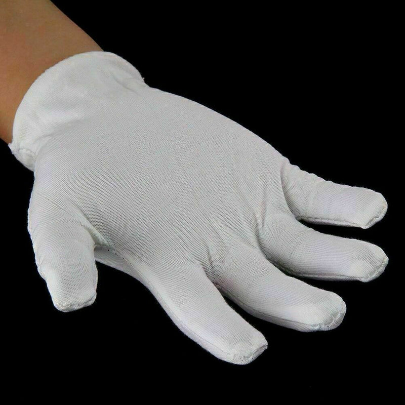 5Pair White Cotton Gloves Khan Cloth Quality Check Warm Rituals Play Gloves K2C9