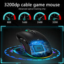 7 Buttons Type-C Wired Optical Mouse 3200DPI Adjustable Backlight Gaming Mice