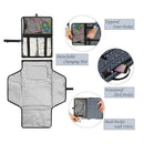 Portable Baby Changing Pad Built-In Head Cushion Waterproof Travel Clutch D
