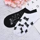 Women Black and white cat Comfo rtable Cotton Sock Slippers Short Ankle Socks JR