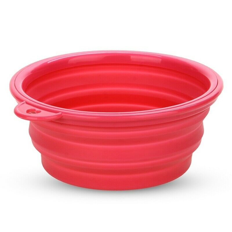 Feeder Foldable Silicone Magenta Bowl for Dog Cat Pet U9B1