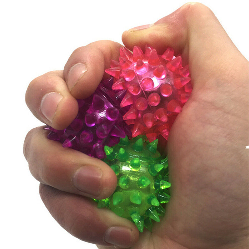 LED Pet Hedgehog Ball Colorful Soft Rubber pet Puppy Dog Chewing Elastic BaES