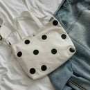 Fashion Retro Women'S Canvas Handbag New Women'S Casual Polka Dot Zipper Si