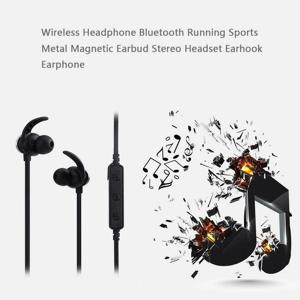 Wireless Headphone Bluetooth Running Sports Metal Magnetic Stereo Earhook #JT1